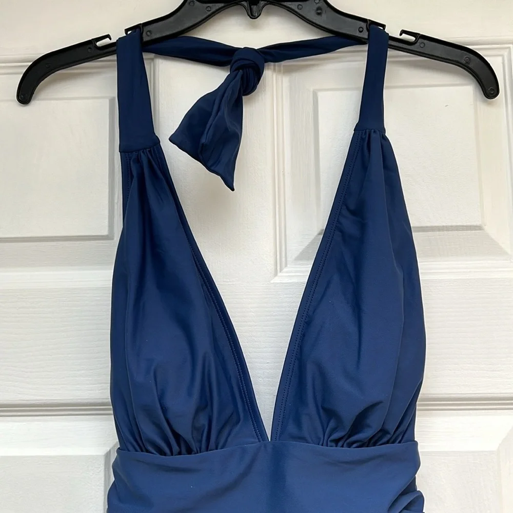 Cupshe Women's Halter Backless Ruched Tummy Control Swimsuit-Size S  NWT